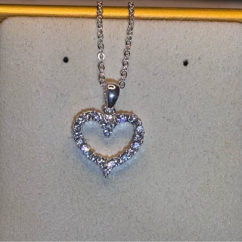 Open Heart Crystal Pendant Made with Swarovski Crystals 18 inch